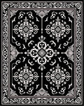 Black White Elegant Floral Pattern Rug