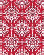 Classic Red and White Damask Pattern Rug