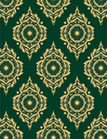 Ornate Green Gold Mandala Pattern Rug