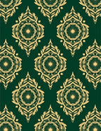 Ornate Green Gold Mandala Pattern Rug
