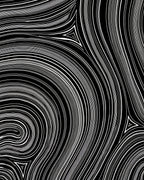 Black White Abstract Swirls Rug