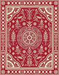 Ornate Red Floral Medallion Rug