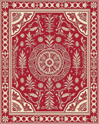 Ornate Red Floral Medallion Rug
