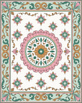 Pastel Floral Medallion Diamond Pattern Rug