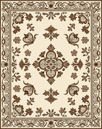 Brown Floral Motif Medallion Rug