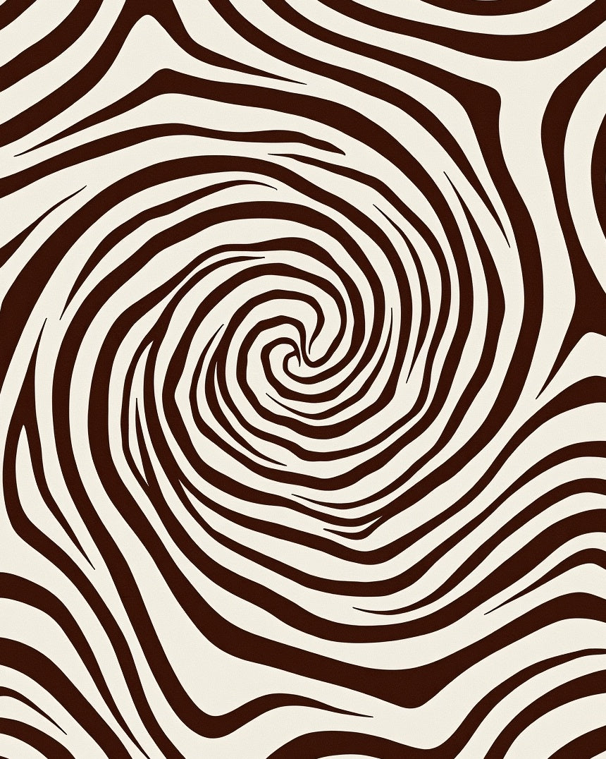 Brown Cream Swirl Animal Pattern Rug