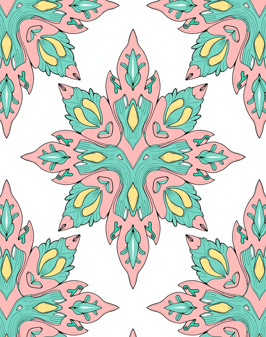 Pastel Floral Medallion Design Rug