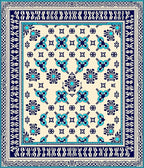 Cream Sky Blue Intricate Floral Pattern Rug