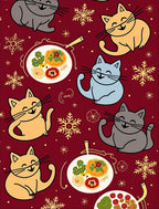 Festive Whimsical Cat Food Pattern Rug