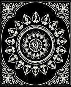 Bold Black And White Floral Mandala Rug