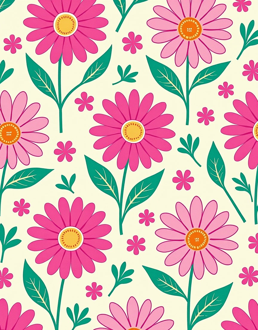 Fuchsia Daisies Patterned Rug