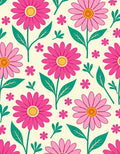Fuchsia Daisies Patterned Rug