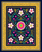 Vibrant Floral Symmetry Design Rug