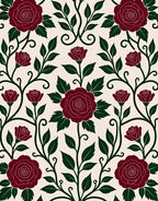 Elegant Rose and Vine Pattern Rug