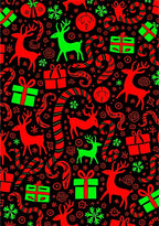 Festive Red Green Reindeer Candy Canes Rug
