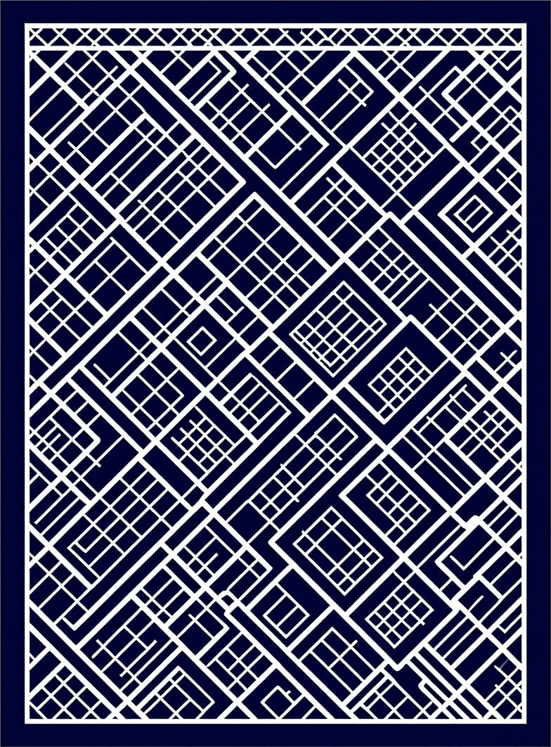 Geometric Abstract Grid Pattern Rug