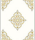 Ornate Golden Floral Medallion Rug