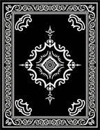 Intricate Black White Floral Medallion Rug
