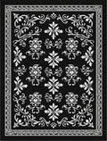 Classic Black White Floral Damask Pattern Rug