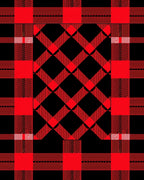 Bold Red Plaid Diamond Pattern Rug