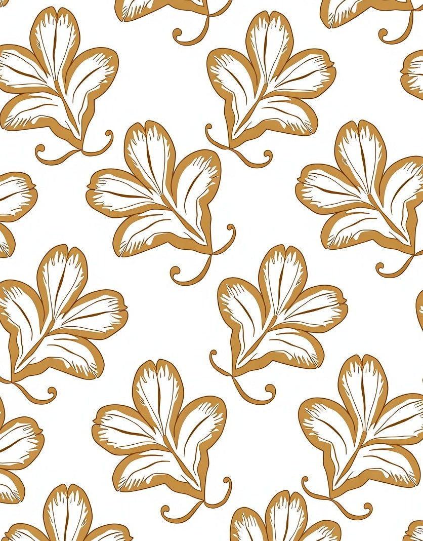 Golden Floral Swirl Pattern Design Rug