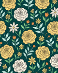 Yellow Rose Floral Pattern Design Rug