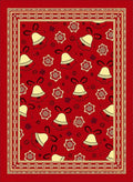 Festive Red Bell And Flower Pattern Rug