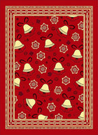 Festive Red Bell And Flower Pattern Rug