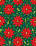 Crimson Poinsettia Garden Teal Rug