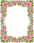 Pink Rose Garland Floral Border Rug