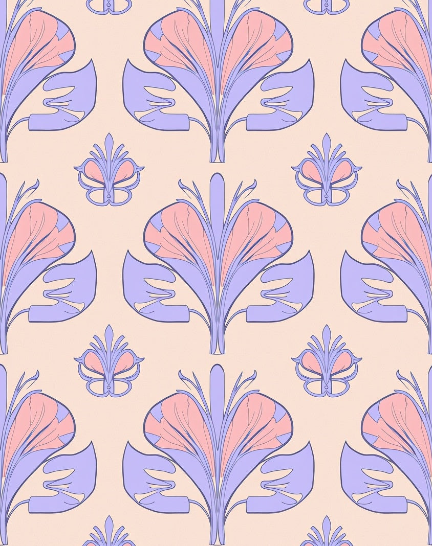 Art Nouveau Floral Lilac Pink Pattern Rug
