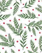 Green Fern Red Berry Garland Rug