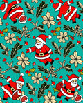 Jolly Santa Holly Christmas Pattern Rug