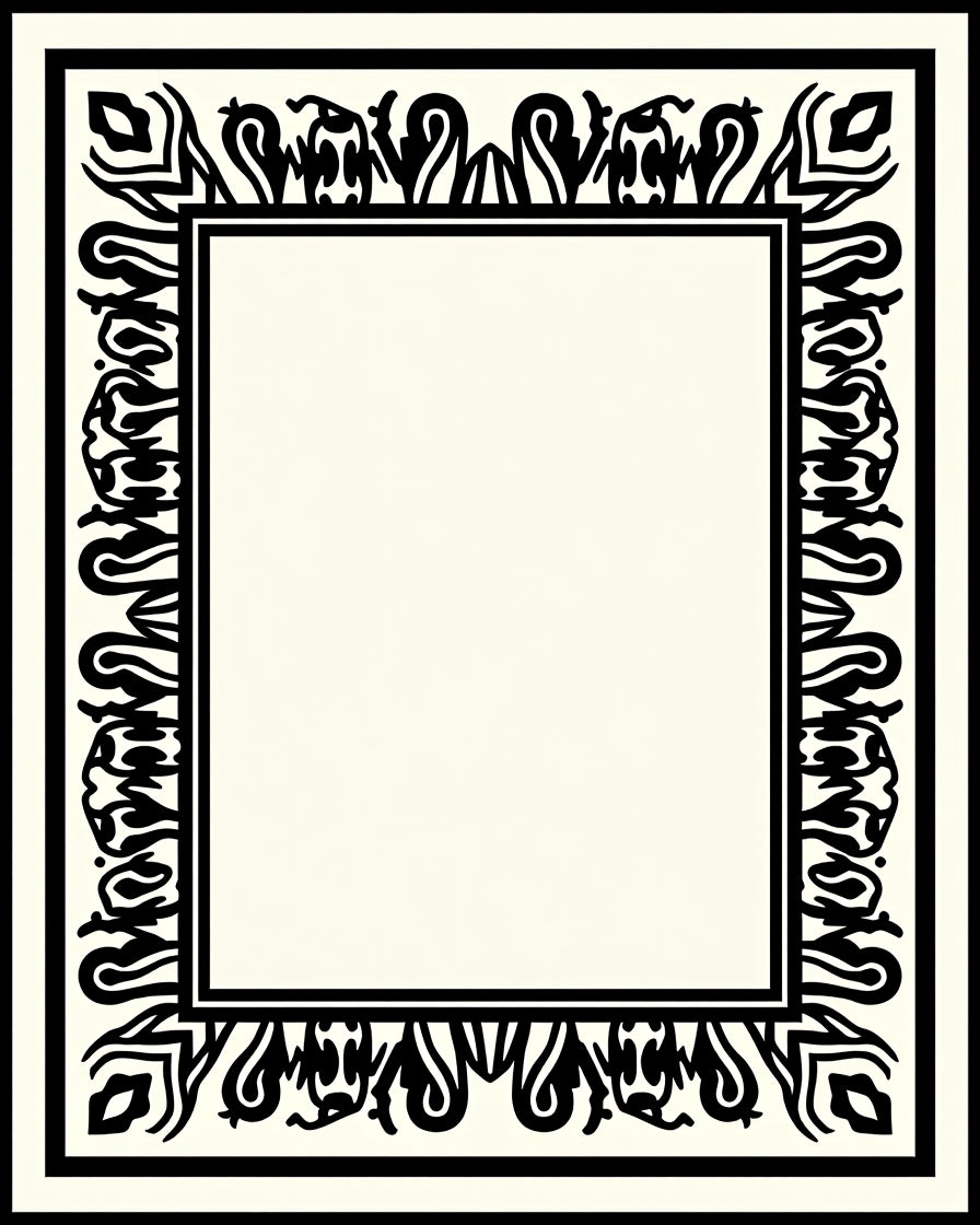 Bold Black Cream Abstract Motif Rug
