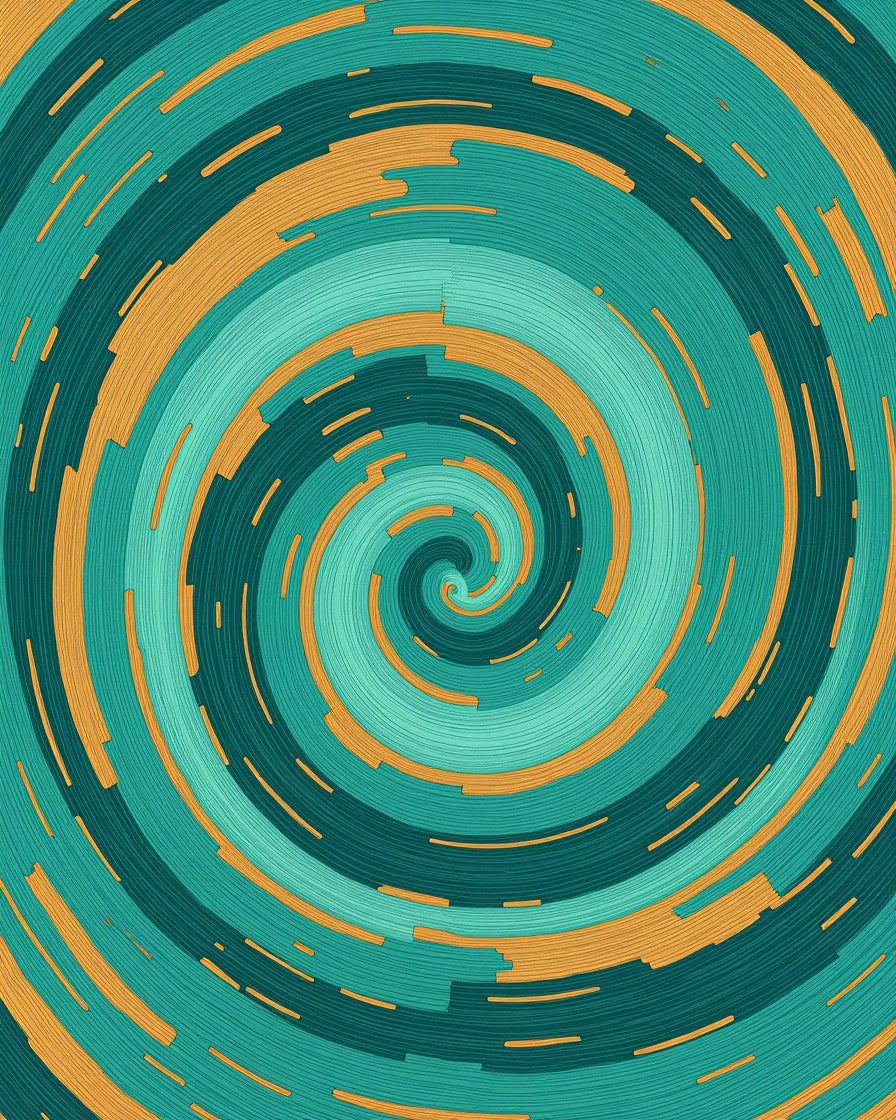 Aqua Orange Swirl Pattern Design Rug