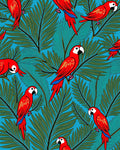 Vibrant Red Macaw Tropical Palm Rug