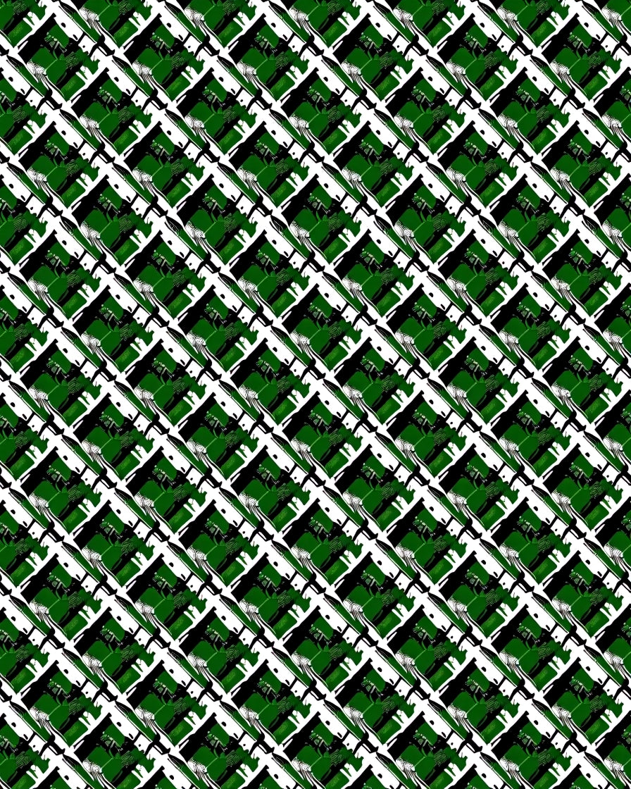 Green And White Interlocking Squares Rug