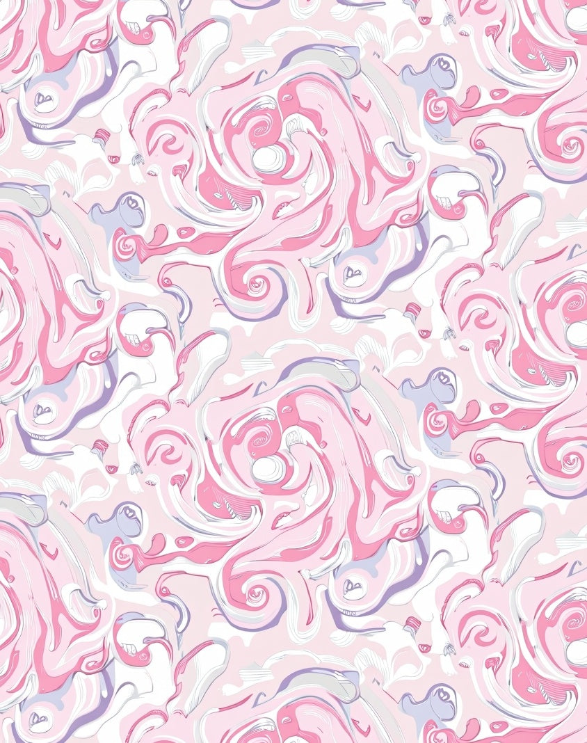 Swirling Pink And White Abstract Pattern Rug