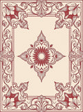 Ornate Floral Medallion Border Rug