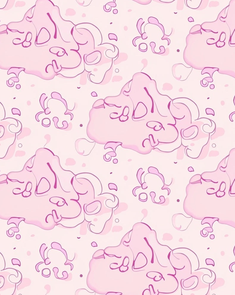 Whimsical Pink Cloud Pattern Design Rug