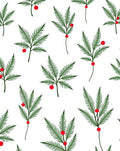 Green Festive Fern Berry Branches Rug