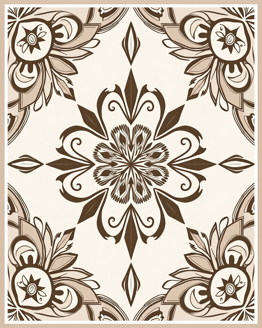 Ornate Floral Mandala Pattern Rug