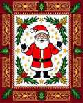 Santa Claus With Festive Stars Pine Design Rug