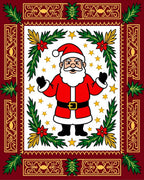 Santa Claus With Festive Stars Pine Design Rug