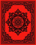 Abstract Red Black Mandala Pattern Rug