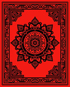 Abstract Red Black Mandala Pattern Rug