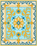 Blue Yellow Floral Medallion Pattern Rug