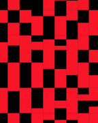 Bold Red Black Geometric Check Rug