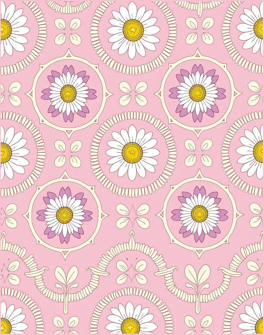 Daisies Delightful Pink Floral Pattern Rug