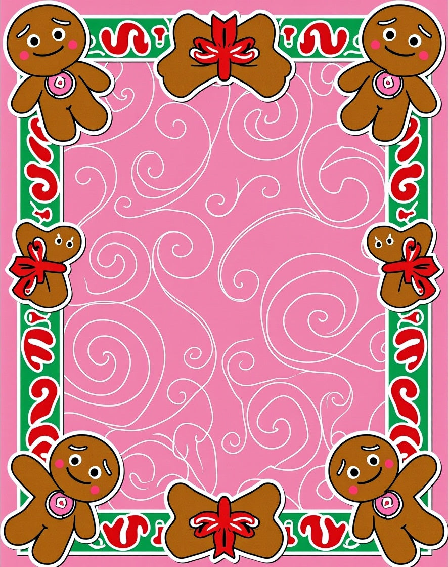 Pink Whimsical Gingerbread Man Cookie Design Rug